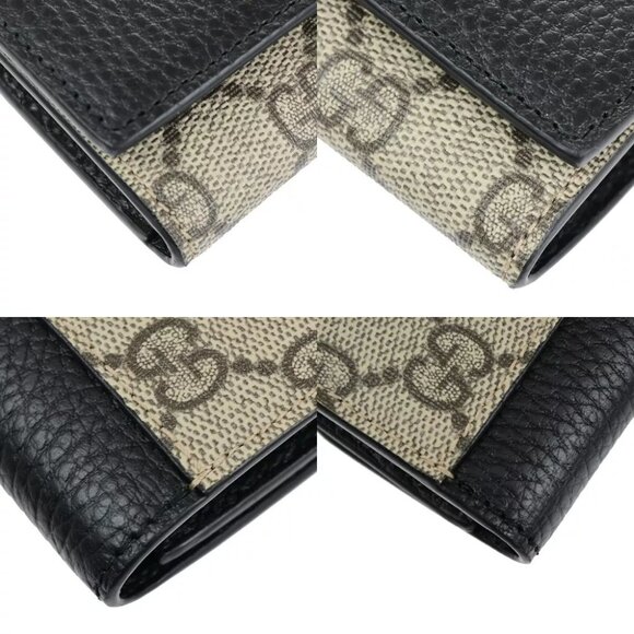 GUCCI GG Logo Marmont key case Supreme Leather Bicolor Black Brown GHW 30RF201 - Picture 12 of 13